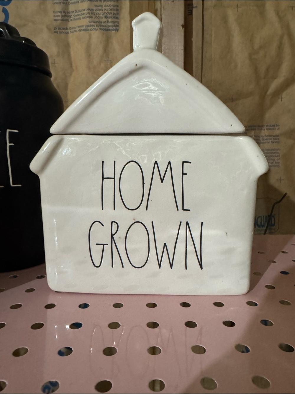Rae Dunn White Ceramic "Home Grown" Canister